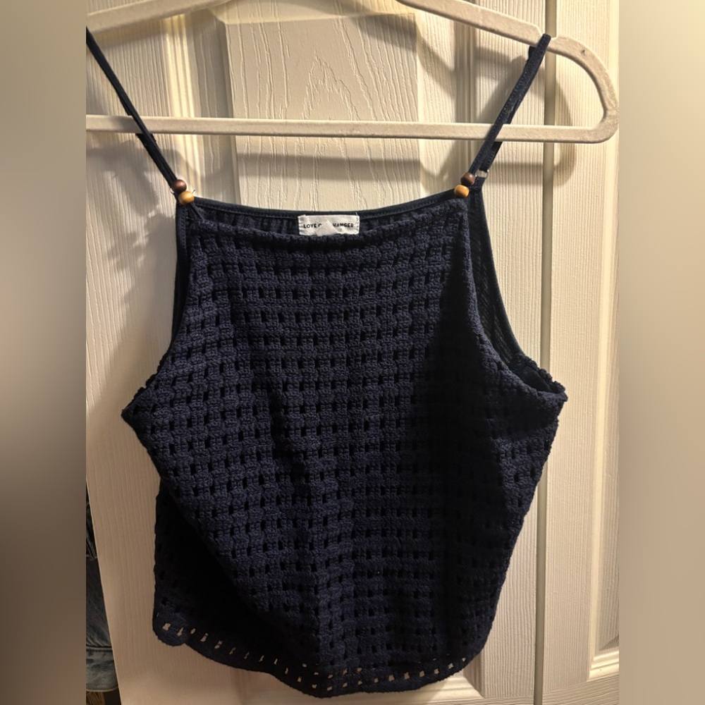 Love on a Hanger Midnight Blue crochet Tank NWOT